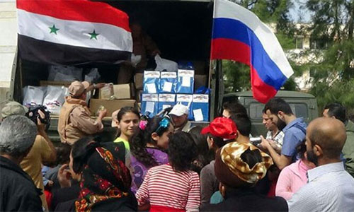 reparto de ayuda humanitaria rusa en Siria